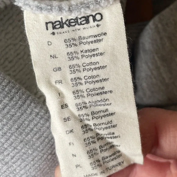 Naketano Cowl Neck Hooded Sweatshirt Hoodie Rope Drawstring Long Length Tunic - Picture 15 of 16